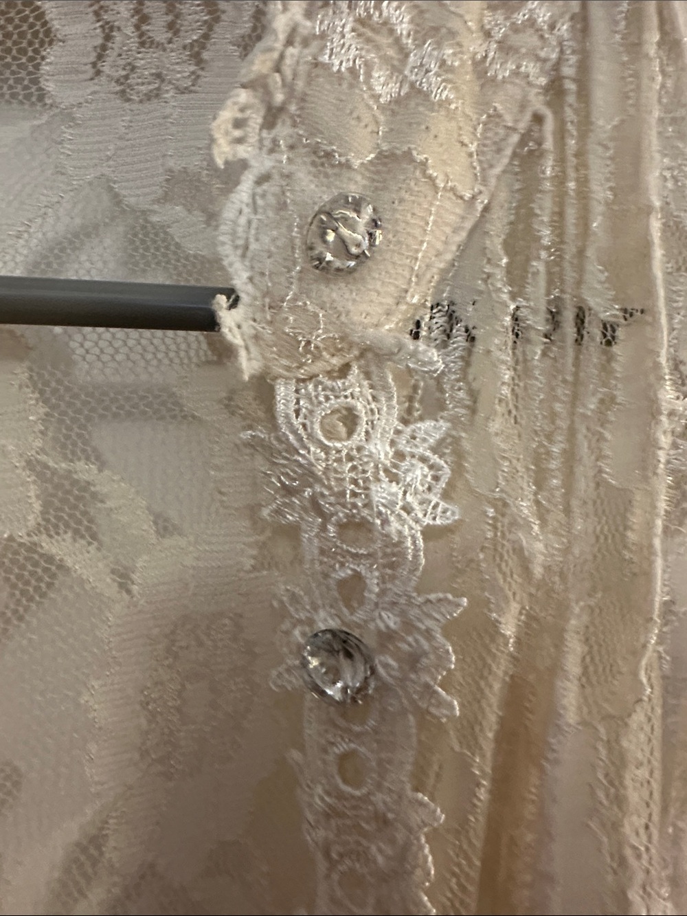 Sheer Lace Kimono Robe in Cream vintage 1 bottom loose - Picture 3 of 16